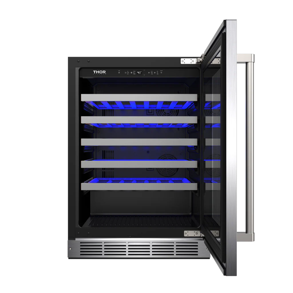 THOR KITCHEN  24-inch Single Zone Wine Cooler, 46 Wine Bottle Capacity - Stainless Steel (TWC24US)