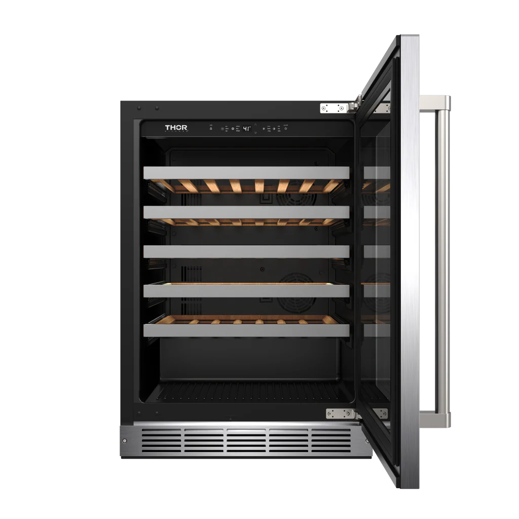 THOR KITCHEN  24-inch Single Zone Wine Cooler, 46 Wine Bottle Capacity - Stainless Steel (TWC24US)