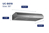 Hauslane  HAUSLANE HOOD 30" UNDER CABINET 400 CFM - Stainless Steel (UCB018SS30)