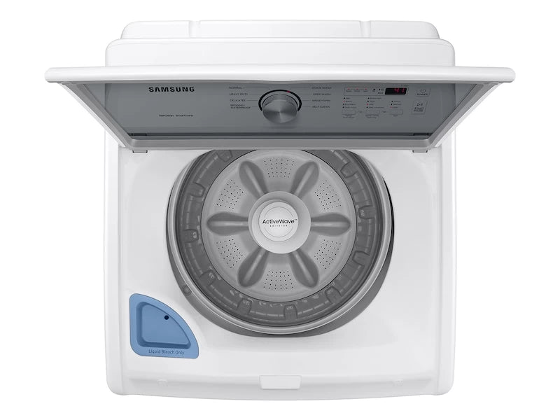 Samsung  4.4 cu. ft. Top Load Washer with ActiveWave™ Agitator and Soft-Close Lid in White - White (WA44A3205AWA4)