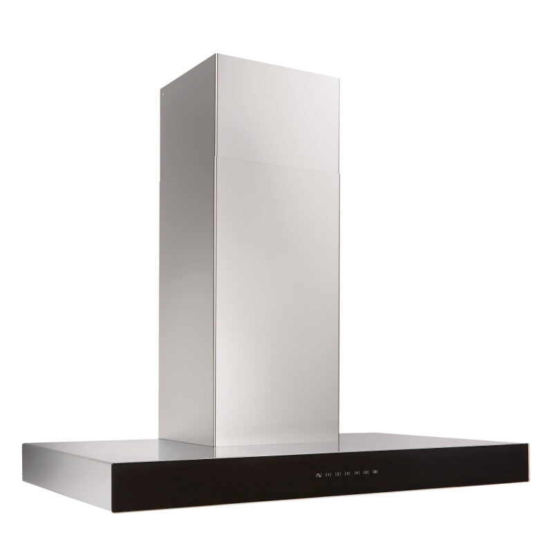 BEST RANGE HOODS 36-INCH 650 MAX BLOWER CFM STAINLESS STEEL CHIMNEY RANGE HOOD WITH PURLED(TM) LIGHT SYSTEM AND BLACK GLASS (WCB3 SERIES) -  (WCB3I36SBB)