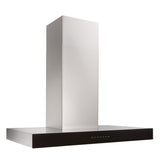 BEST RANGE HOODS 36-INCH 650 MAX BLOWER CFM STAINLESS STEEL CHIMNEY RANGE HOOD WITH PURLED(TM) LIGHT SYSTEM AND BLACK GLASS (WCB3 SERIES) -  (WCB3I36SBB)