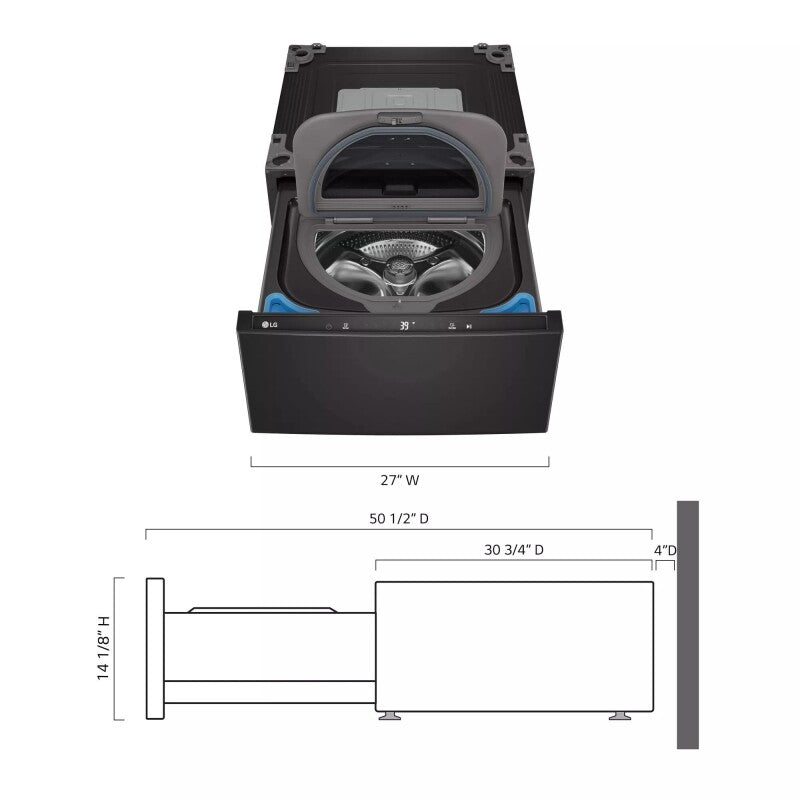 LG 27" LG SideKick™ Pedestal Washer - Black (WD300CB)