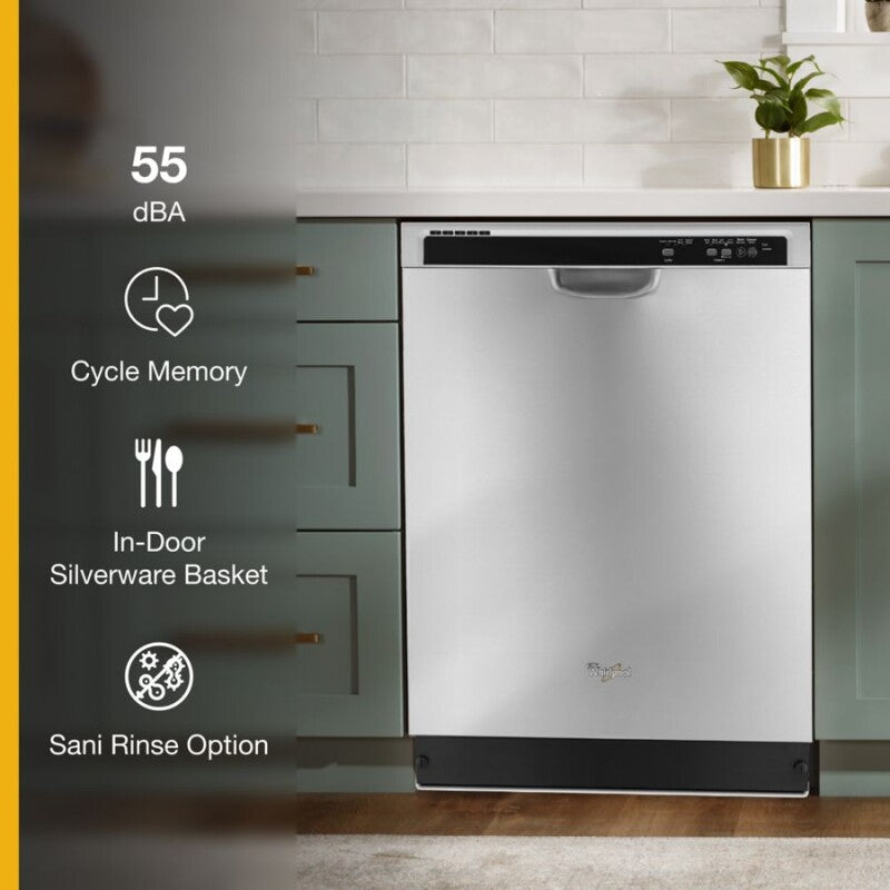 WHIRLPOOL ENERGY STAR® certified dishwasher with 1-Hour Wash cycle - Monochromatic Stainless Steel (WDF520PADM)