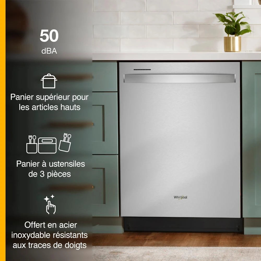 WHIRLPOOL  24” Stainless Steel Dishwasher with AI Intelligent Wash and Tall Top Rack - Fingerprint Resistant Stainless Steel (WDT740SALZ)