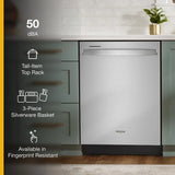 WHIRLPOOL  24” Stainless Steel Dishwasher with AI Intelligent Wash and Tall Top Rack - Fingerprint Resistant Stainless Steel (WDT740SALZ)