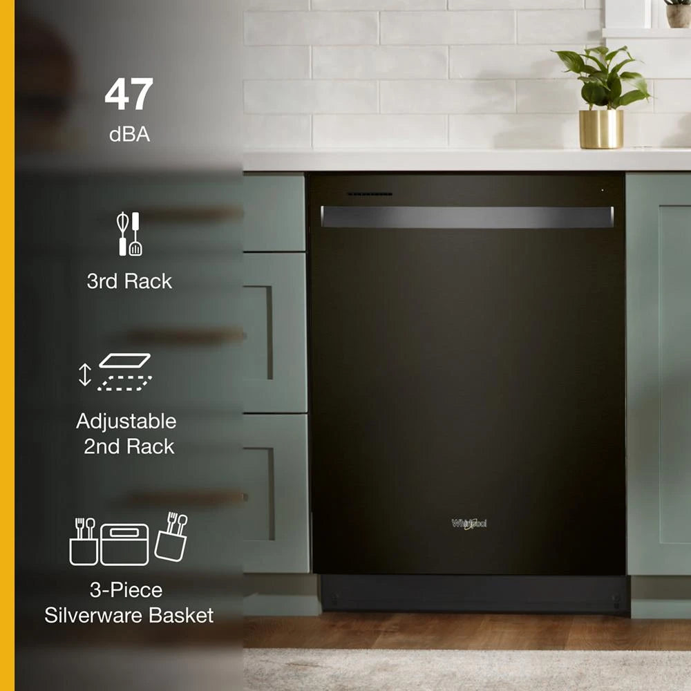 Whirlpool  24” Stainless Steel Dishwasher with AI Intelligent Wash - 47 dBA - Print Resist Black Stainless (WDT750SAKV)