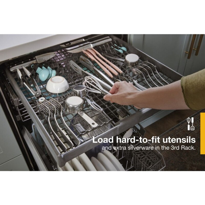 WHIRLPOOL 24” Stainless Steel Dishwasher with AI Intelligent Wash - 47 dBA - Print Resist Black Stainless (WDT750SAKV)