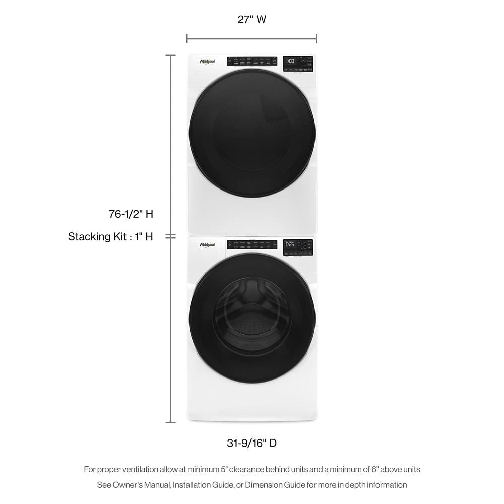WHIRLPOOL  7.4 cu. ft. Front Load Electric Dryer with Intuitive Touch Controls - White (WED5620HW)