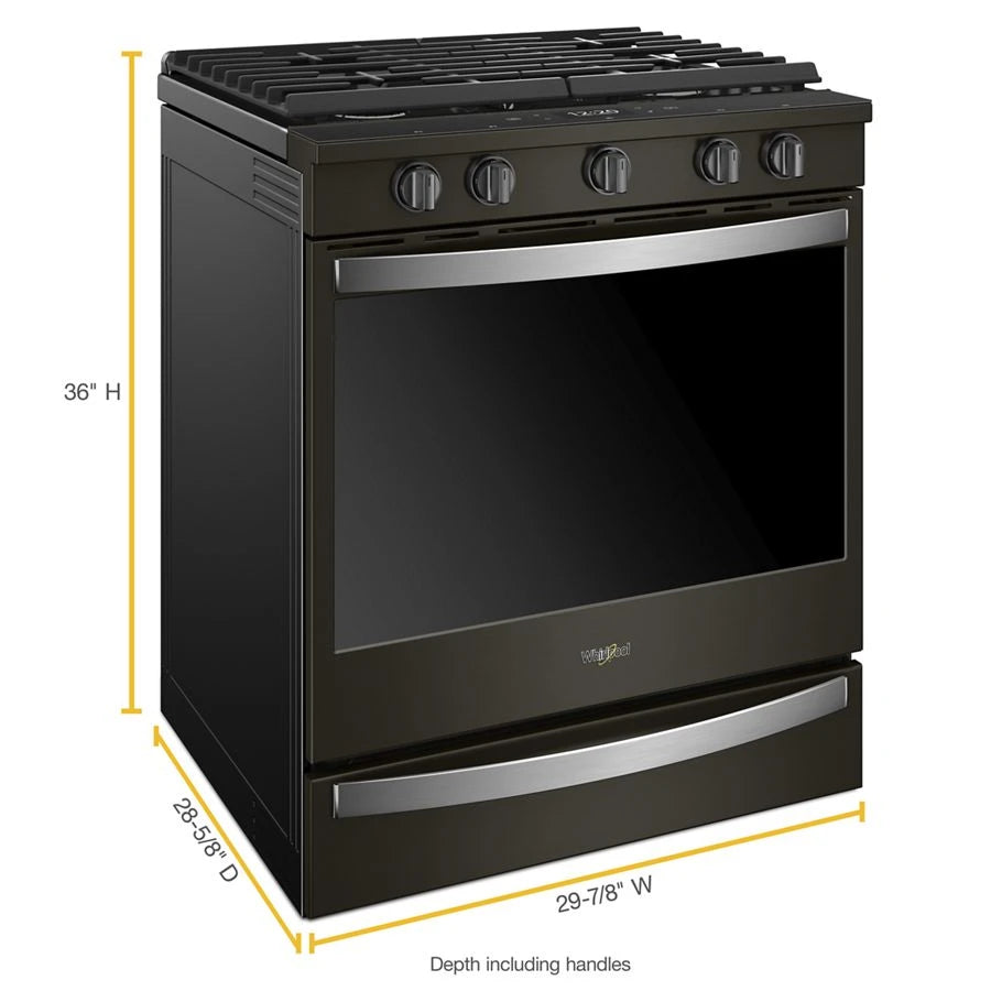 Whirlpool  5.8 Cu. Ft. Smart Slide-in Gas Range With Air Fry, When Connected - Black Stainless (WEG750H0HV)
