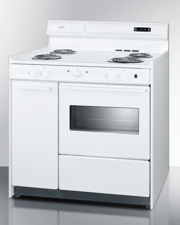 SUMMIT  36" Wide Electric Coil Top Range - White (WEM430KW)