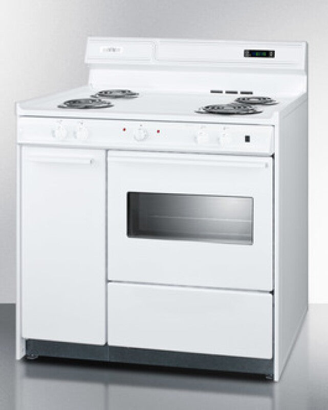 SUMMIT  36" Wide Electric Coil Top Range - White (WEM430KW)