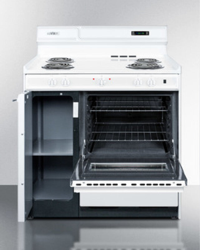 SUMMIT  36" Wide Electric Coil Top Range - White (WEM430KW)