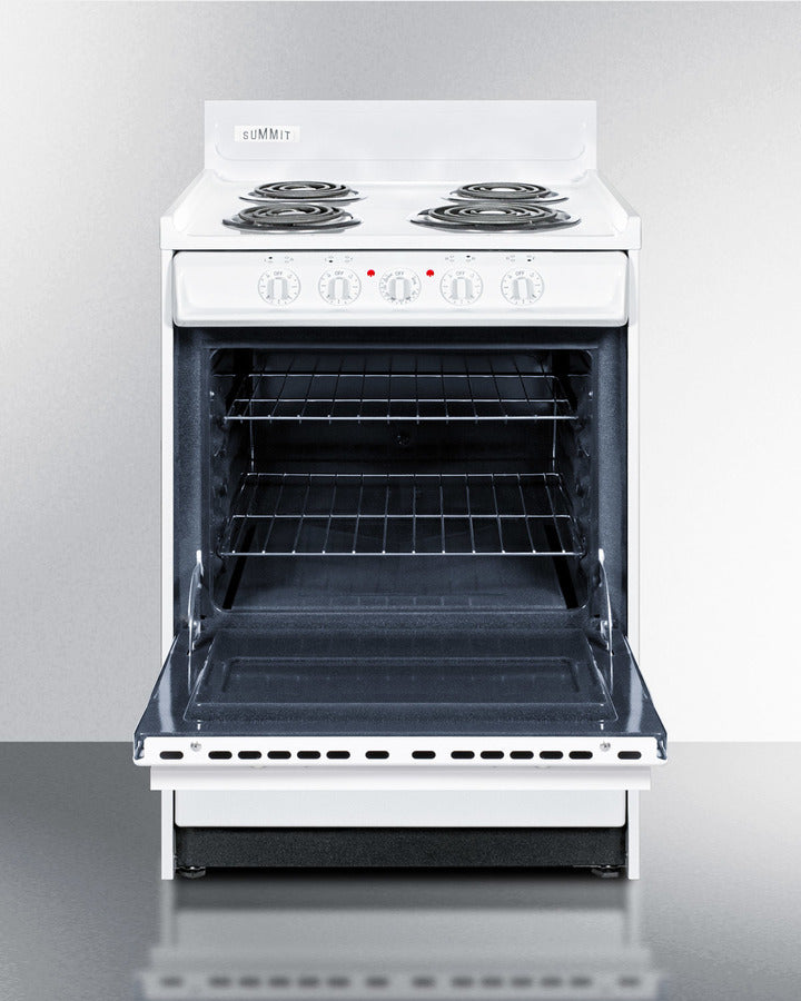 SUMMIT  24" Wide Electric Coil Top Range - White (WEM610)