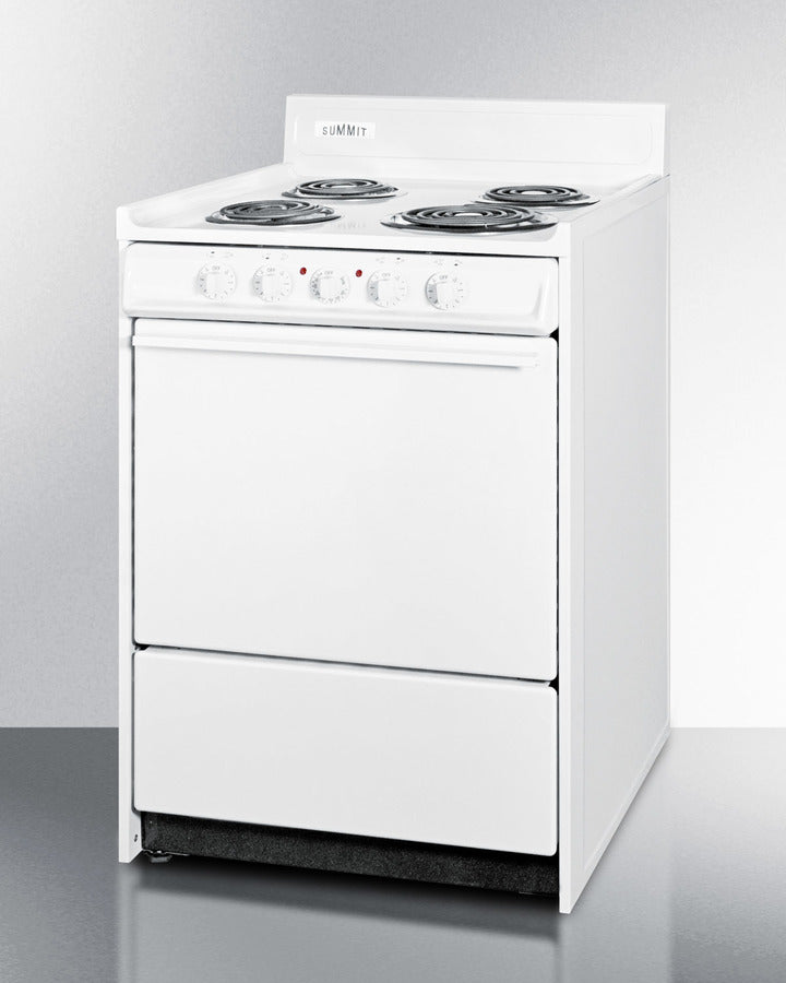 SUMMIT  24" Wide Electric Coil Top Range - White (WEM610)