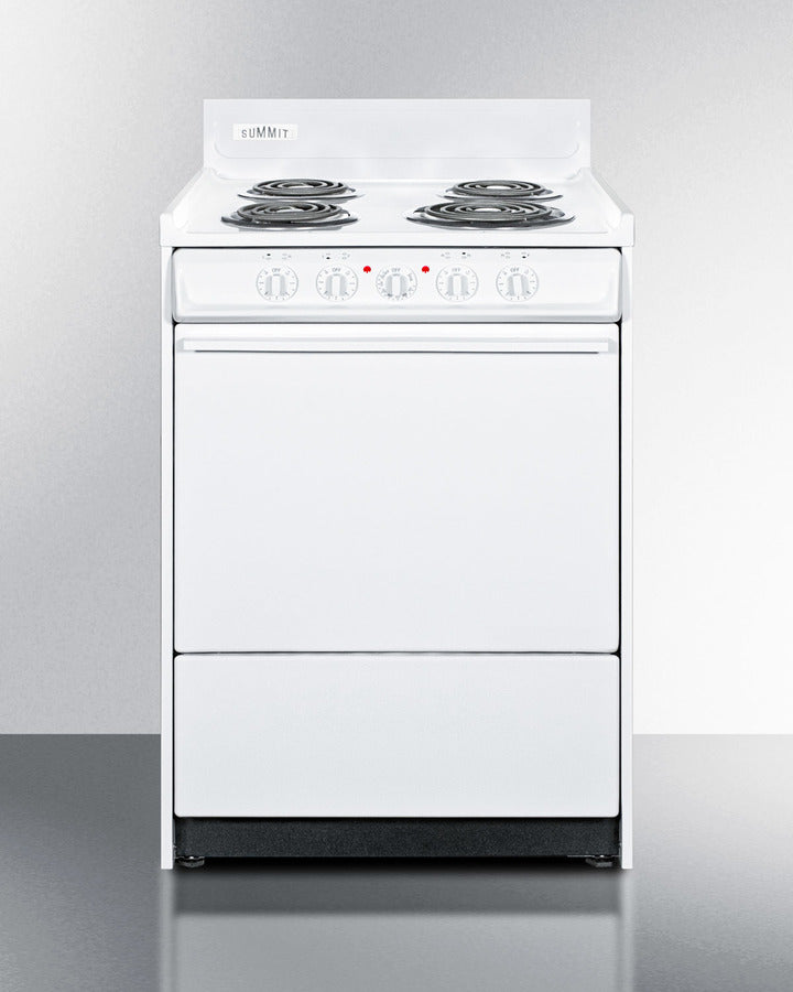SUMMIT  24" Wide Electric Coil Top Range - White (WEM610)