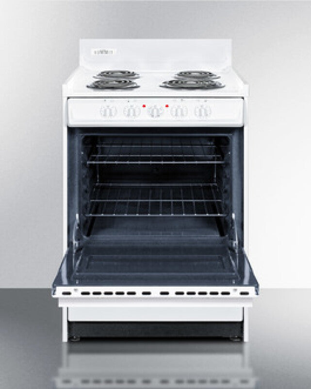 SUMMIT  24" Wide Electric Coil Top Range - White (WEM610)