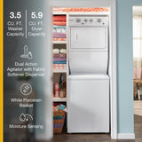 Whirlpool 3.5 cu.ft Electric Stacked Laundry Center 9 Wash cycles and AutoDry - White (WET4027HW)