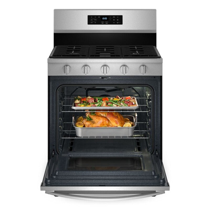 Whirlpool 30-inch Gas Range with Air Cooking Technology, No Preheat Air Fry and Air Baking and Self Clean - Fingerprint Resistant Stainless Steel (WFGS5030RZ)