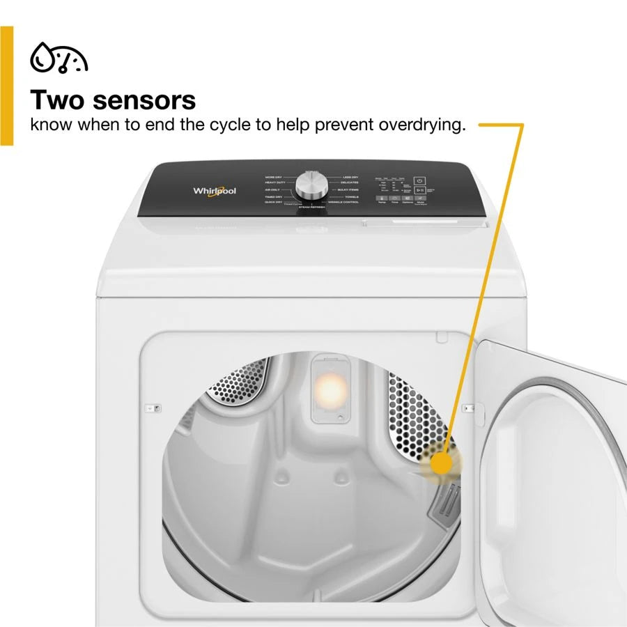 WHIRLPOOL  7.0 Cu. Ft. Top Load Gas Moisture Sensing Dryer with Steam - White (WGD5050LW)