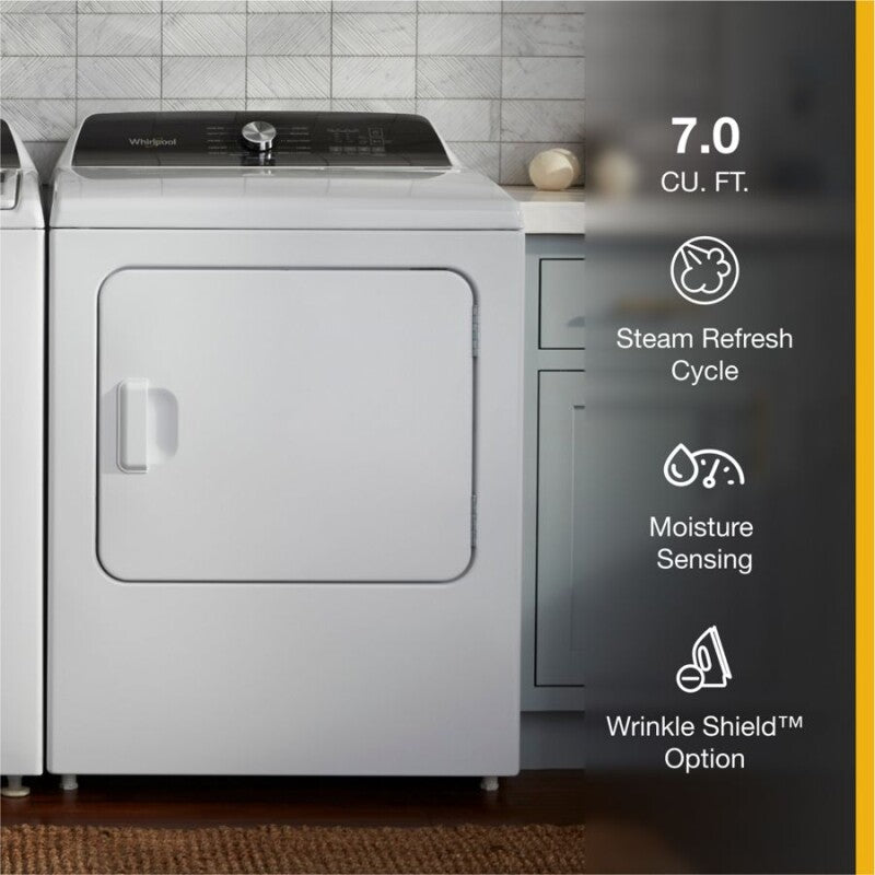 Whirlpool 7.0 Cu. Ft. Top Load Gas Moisture Sensing Dryer with Steam - White (WGD5050LW)
