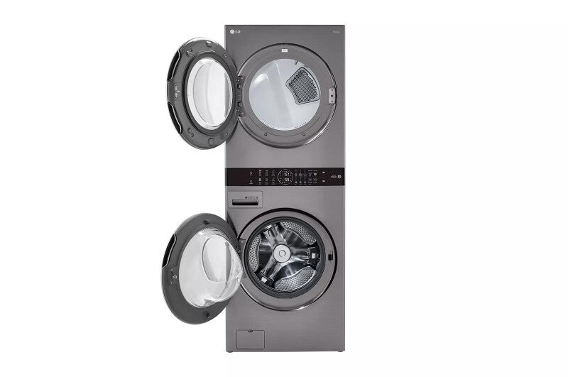 LG Single Unit Front Load LG WashTower™ with Center Control™ 4.5 cu. ft. Washer and 7.4 cu. ft. Gas Dryer - Graphite Steel (WKG101HVA)