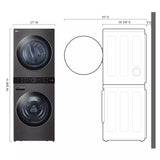 LG  Single Unit Front Load Washtower™ With Center Control™ 4.5 Cu. Ft. Washer And 7.4 Cu. Ft. Gas Dryer - Black Steel (WKGX201HBA)