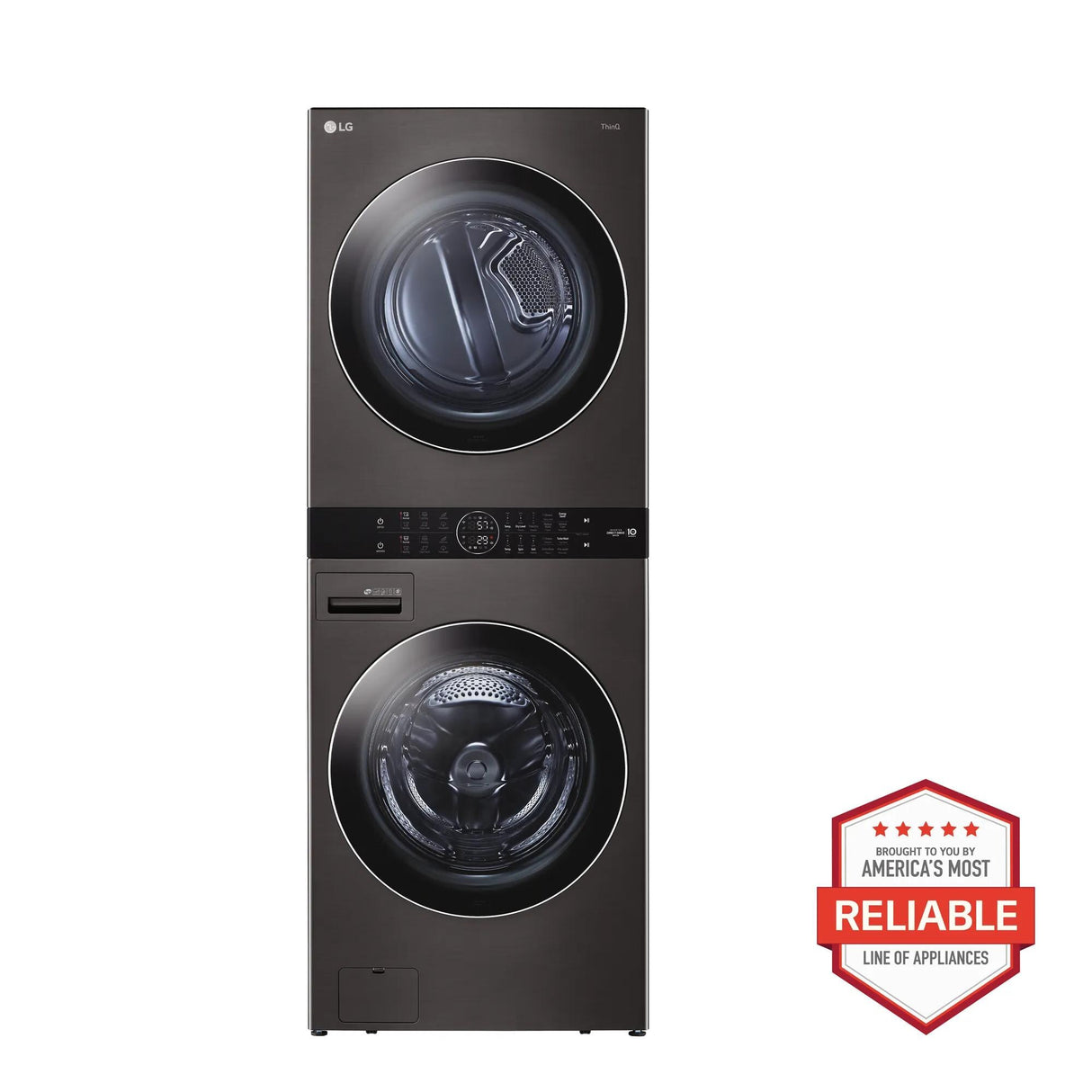 LG Single Unit Front Load LG WashTower™ with Center Control™ 4.5 cu. ft. Washer and 7.4 cu. ft. Gas Dryer - Black (WKGX201HBA)