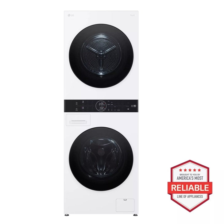 LG Compact Single Unit LG WashTower™ with Center Control™ 2.4 cu.ft. Front Load Washer and 4.2 cu.ft. Electric Ventless HeatPump™ Dryer - White (WKHC152HWA)