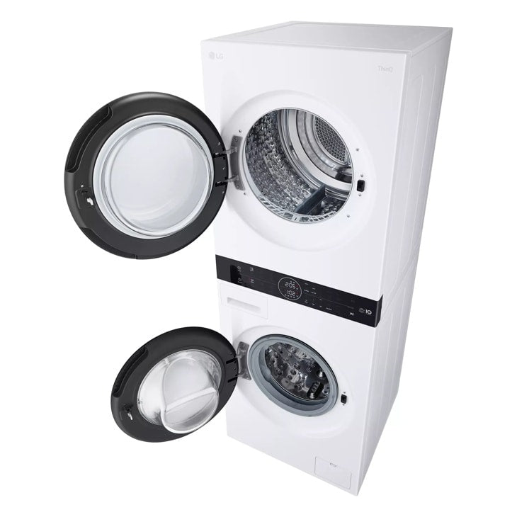 LG Compact Single Unit LG WashTower™ with Center Control™ 2.4 cu.ft. Front Load Washer and 4.2 cu.ft. Electric Ventless HeatPump™ Dryer - White (WKHC152HWA)