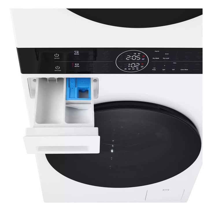 LG Compact Single Unit LG WashTower™ with Center Control™ 2.4 cu.ft. Front Load Washer and 4.2 cu.ft. Electric Ventless HeatPump™ Dryer - White (WKHC152HWA)