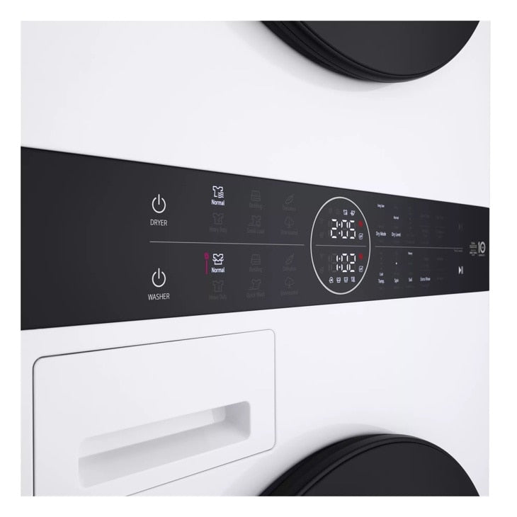 LG Compact Single Unit LG WashTower™ with Center Control™ 2.4 cu.ft. Front Load Washer and 4.2 cu.ft. Electric Ventless HeatPump™ Dryer - White (WKHC152HWA)
