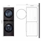 LG LG WashTower™ Single Unit Front Load 4.5 cu. ft. Washer and 7.2 cu. ft. Heat Pump Ventless Dryer - Black (WKHC202HBA)