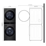LG  Single Unit Washtower™ With Center Control™ 5.0 Cu. Ft. Front Load Washer And 7.8 Cu. Ft. Electric Ventless Heat Pump Dryer - Black Steel (WKHC252HBA)