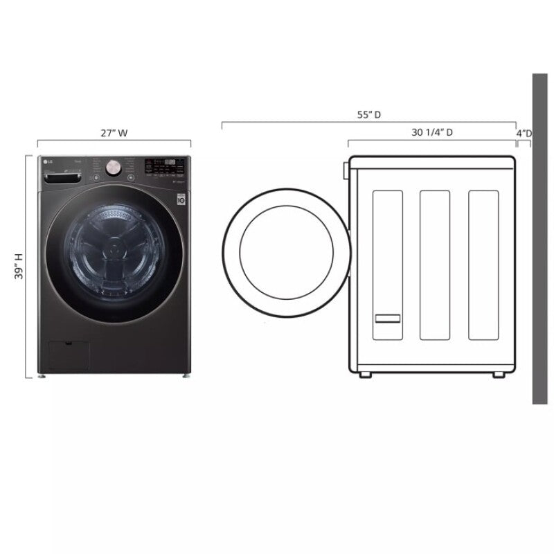 LG  4.5 cu. ft. Ultra Large Capacity Smart wi-fi Enabled Front Load Washer with TurboWash™ 360° and Built-In Intelligence - Black (WM4000HBA)