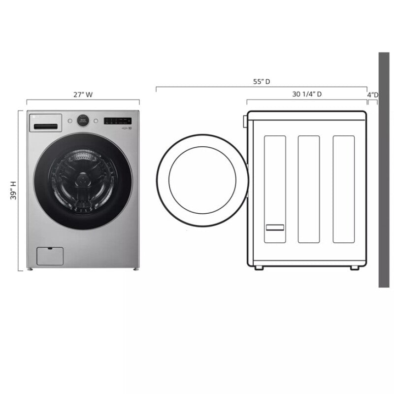 LG 4.5 cu. ft. Capacity Smart Front Load Washer with TurboWash® 360° and AI DD® Built-In Intelligence - Graphite Steel (WM5500HVA)