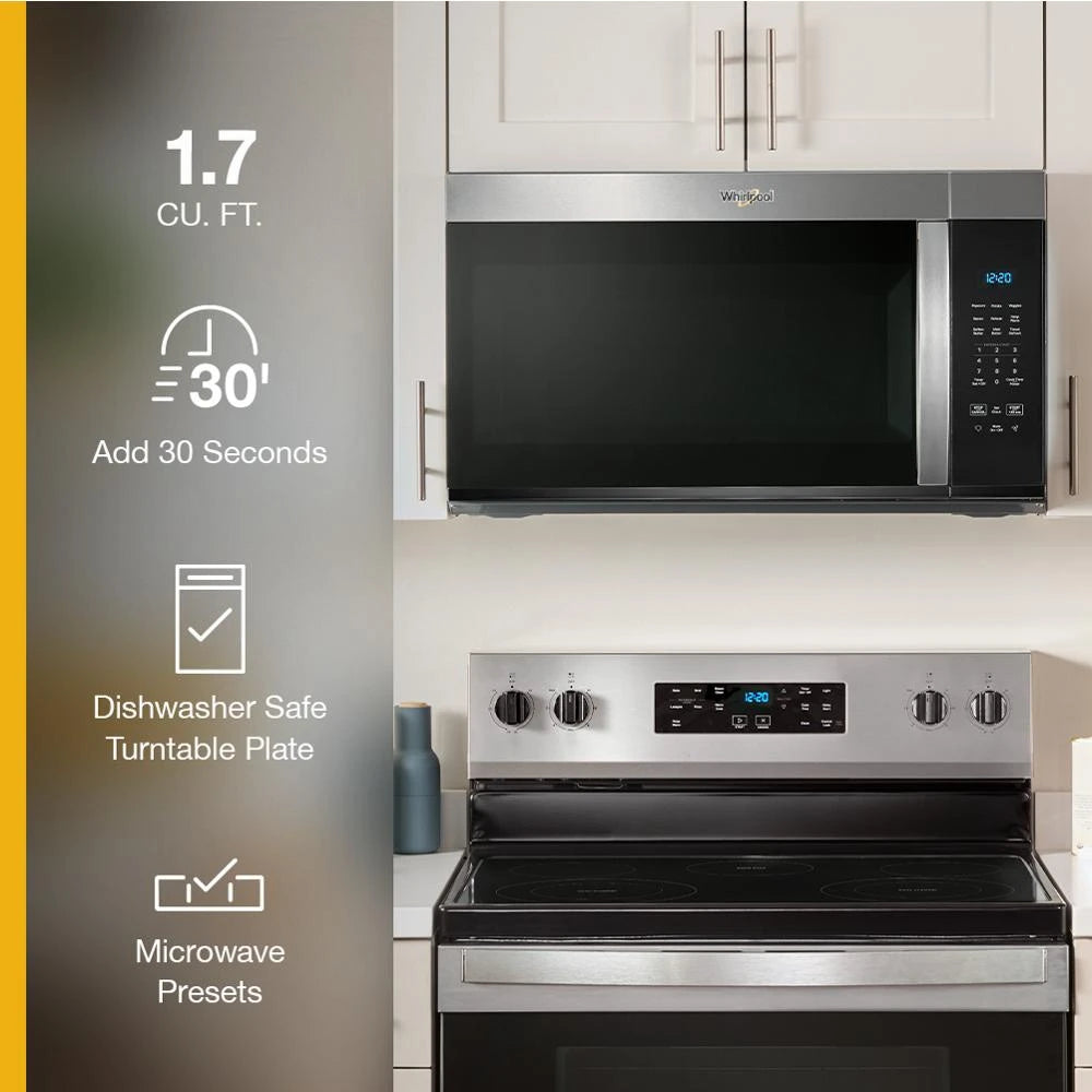WHIRLPOOL  30-inch Wide Over the Range Microwave - 1.7 cu. ft. - Fingerprint Resistant Stainless Steel (WMMS3130RZ)