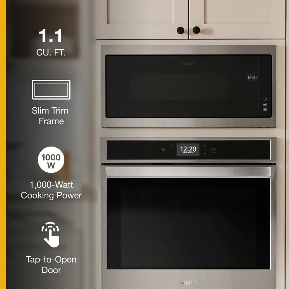 WHIRLPOOL  1.1 cu. ft. Built-In Microwave with Slim Trim Kit - 14" Height - Stainless Steel (WMT50011KS)
