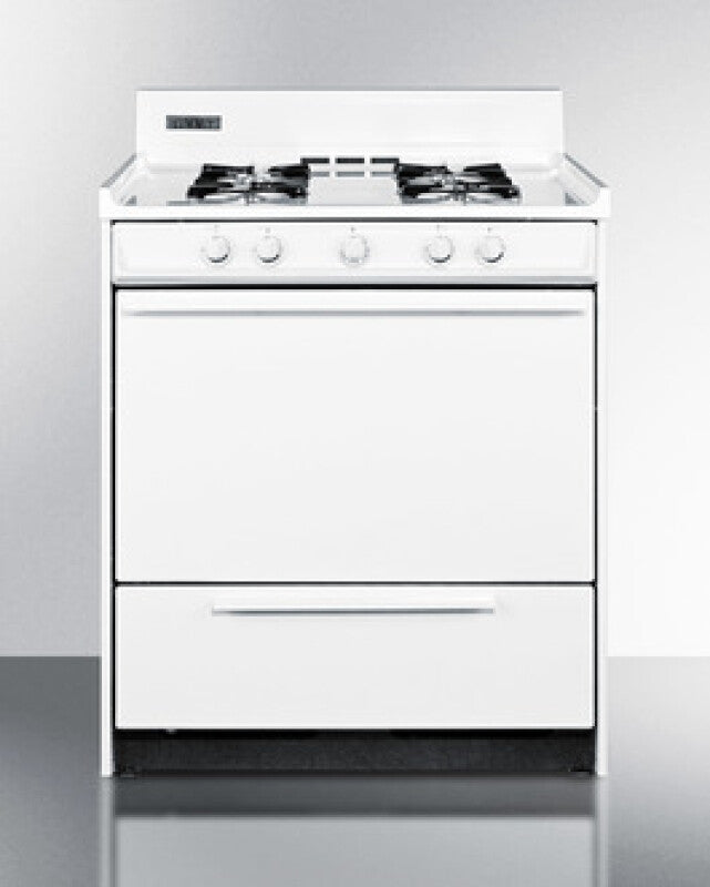 Summit 30" Wide Gas Range - White (WNM210P)