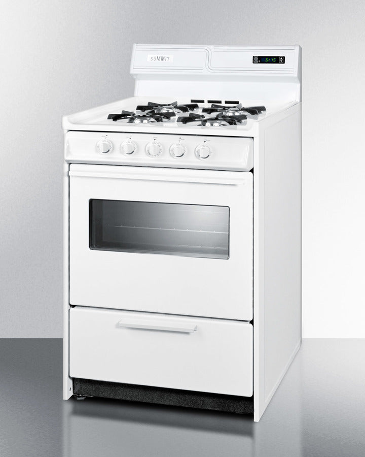 SUMMIT  24" Wide Gas Range - White (WNM6307KW)