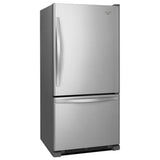 Whirlpool 33-inches wide Bottom-Freezer Refrigerator with SpillGuard™ Glass Shelves - 22 cu. ft - Stainless Steel (WRB322DMBM)