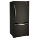 Whirlpool 33-inch wide Bottom-Freezer Refrigerator - 22 cu. ft. - Black Stainless (WRB322DMHV)