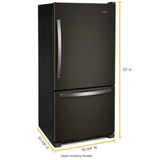 WHIRLPOOL  33-inch wide Bottom-Freezer Refrigerator - 22 cu. ft. - Black Stainless (WRB322DMHV)