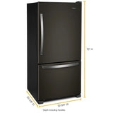 Whirlpool  33-inch wide Bottom-Freezer Refrigerator - 22 cu. ft. - Black Stainless (WRB322DMHV)