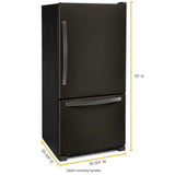 WHIRLPOOL  33-inch wide Bottom-Freezer Refrigerator - 22 cu. ft. - Black Stainless (WRB322DMHV)