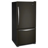 WHIRLPOOL  33-inch wide Bottom-Freezer Refrigerator - 22 cu. ft. - Black Stainless (WRB322DMHV)