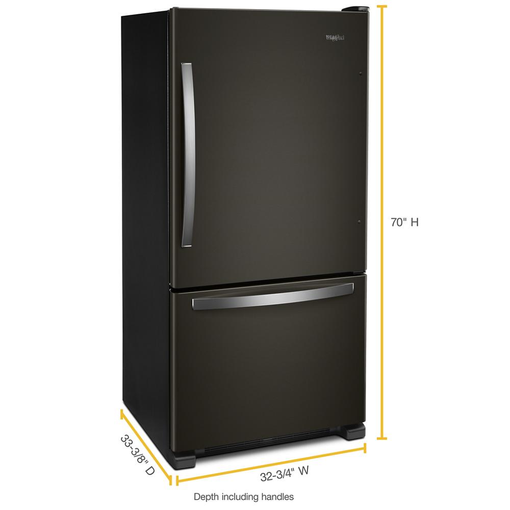 Whirlpool 33-inch wide Bottom-Freezer Refrigerator - 22 cu. ft. - Black Stainless (WRB322DMHV)