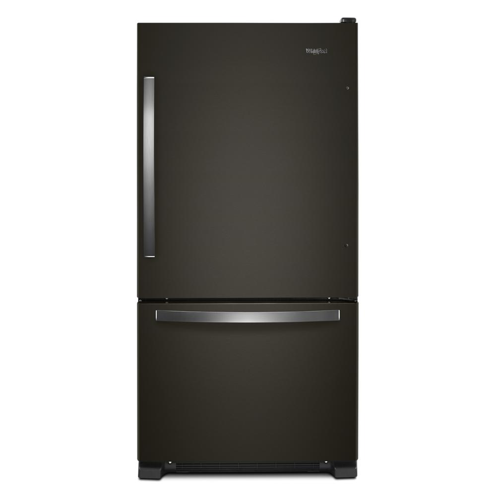 Whirlpool 33-inch wide Bottom-Freezer Refrigerator - 22 cu. ft. - Black Stainless (WRB322DMHV)