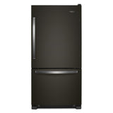 Whirlpool 33-inch wide Bottom-Freezer Refrigerator - 22 cu. ft. - Black Stainless (WRB322DMHV)