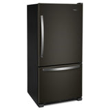 Whirlpool 33-inch wide Bottom-Freezer Refrigerator - 22 cu. ft. - Black Stainless (WRB322DMHV)